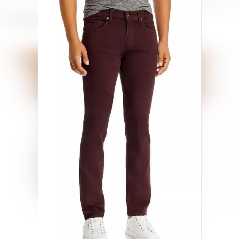 Paige Jeans Federal Slim Straight Chocolate Plum Zip Fly Stretchy Sz 28 X 32 New